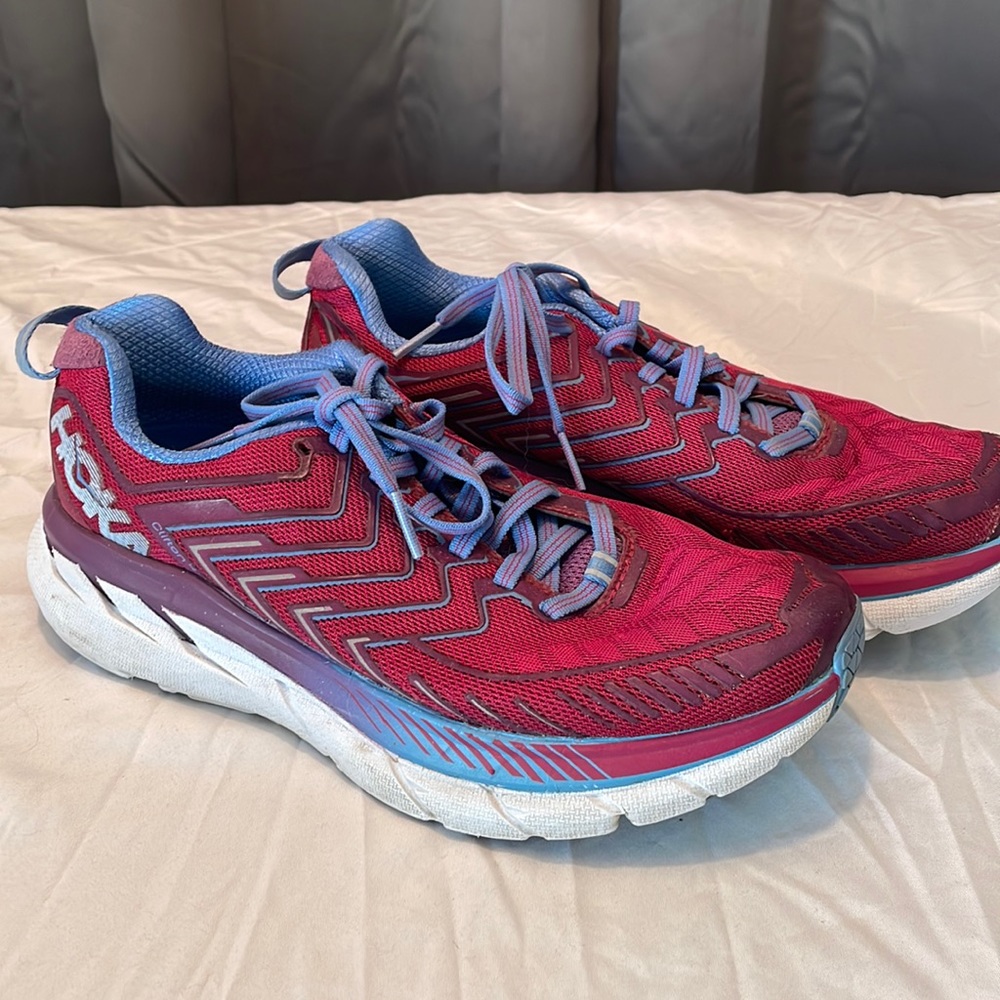 Pink and purple Hokas